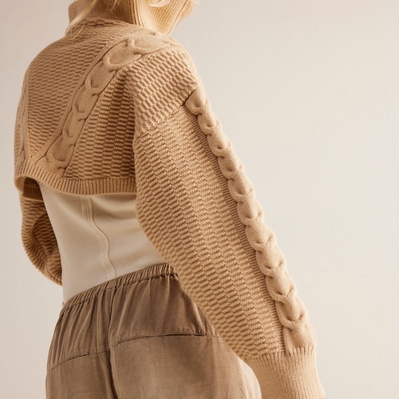 Free People Quarter Zip Cable Bolero - Picture 3 of 6